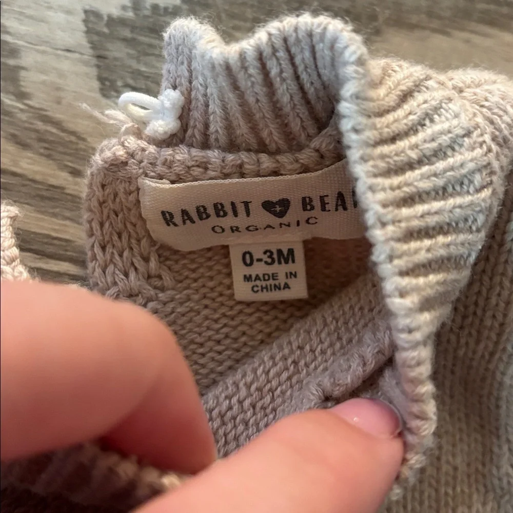 Cozy Beige Bear Knit Diaper Cover Set